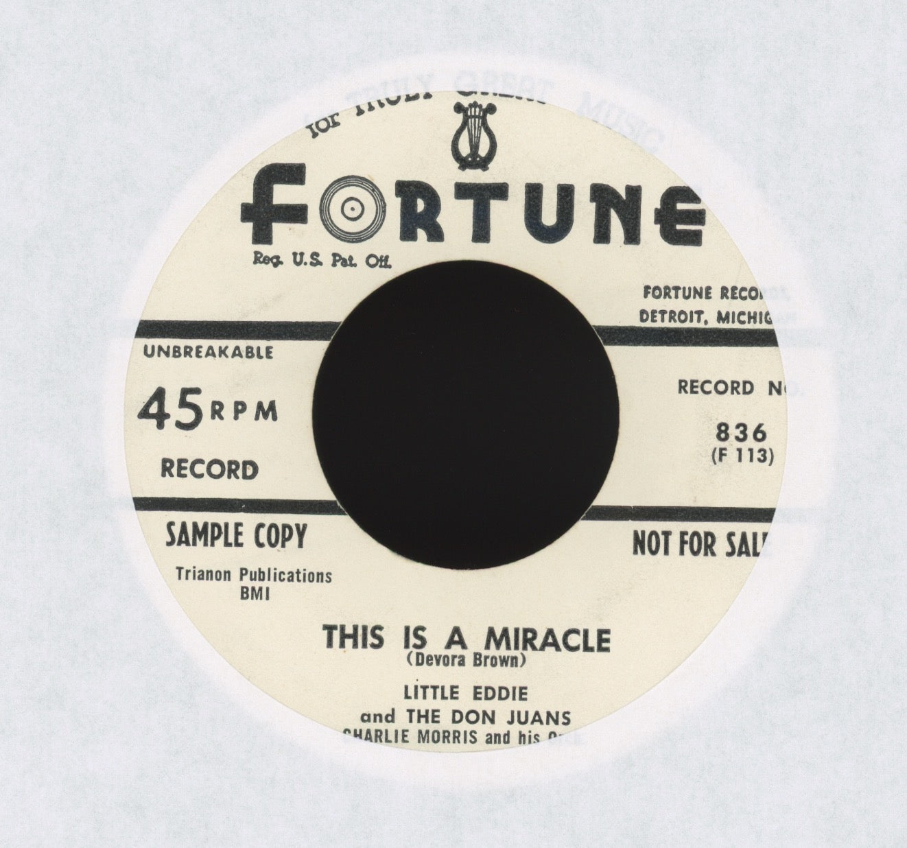 Little Eddie & The Don Juans - This Is A Miracle on Fortune Promo R&B Doo Wop 45