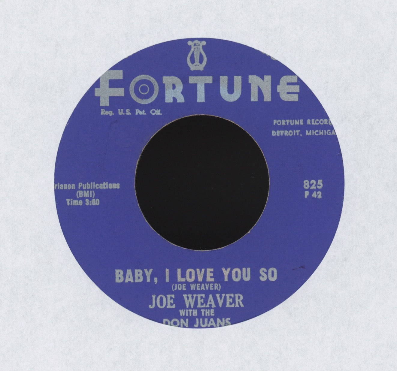 Joe Weaver & His Blue Notes - Baby I Love You So on Fortune R&B Doo Wop 45