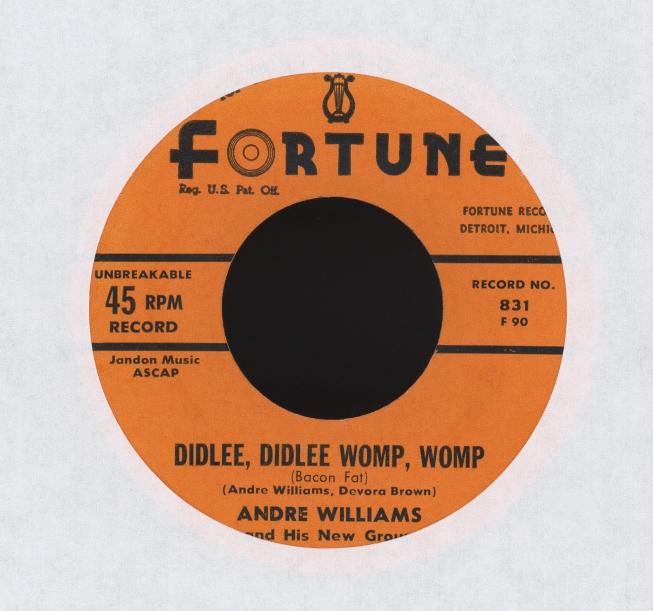 Andre Williams & His New Group - Didlee, Didlee Womp, Womp (Bacon Fat) on Fortune R&B 45
