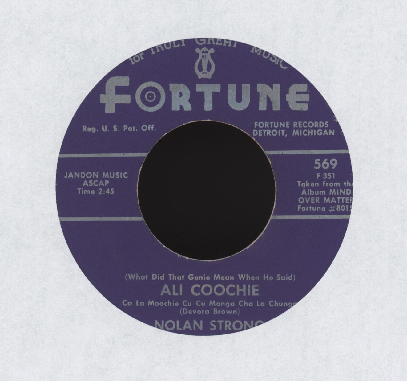Nolan Strong - Ali Coochie on Fortune R&B 45