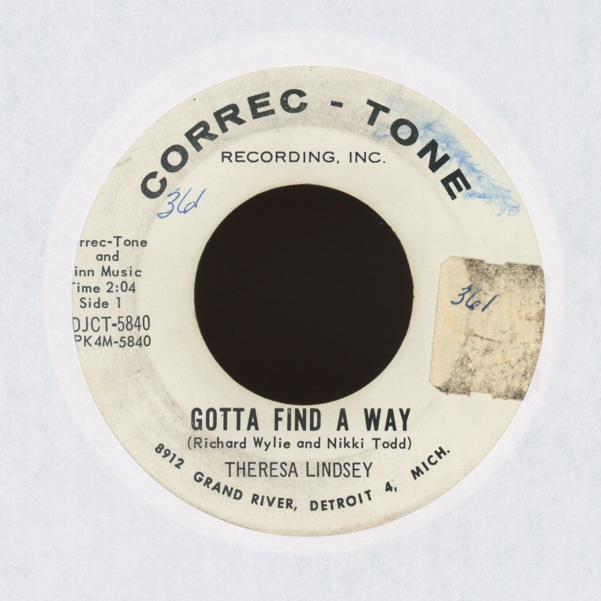 Theresa Lindsey - Gotta Find A Way on Correc-Tone Recording, Inc. - Promo Northern Soul 45