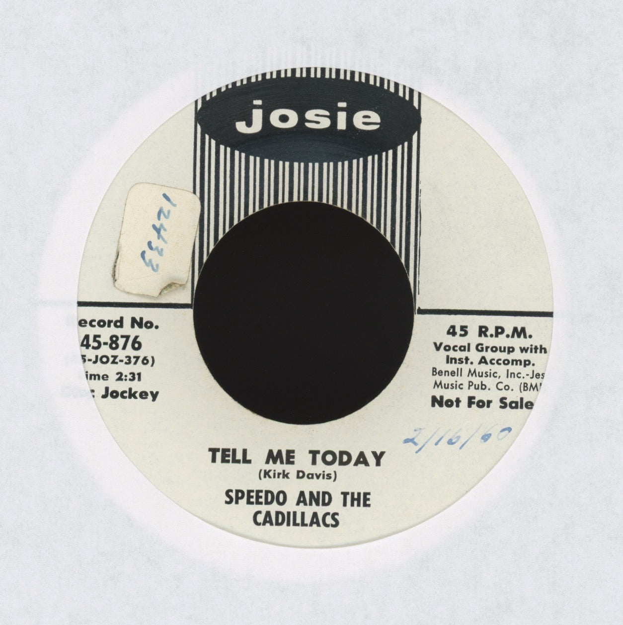 Speedo And The Cadillacs - It's Love on Josie Promo R&B Doo Wop 45