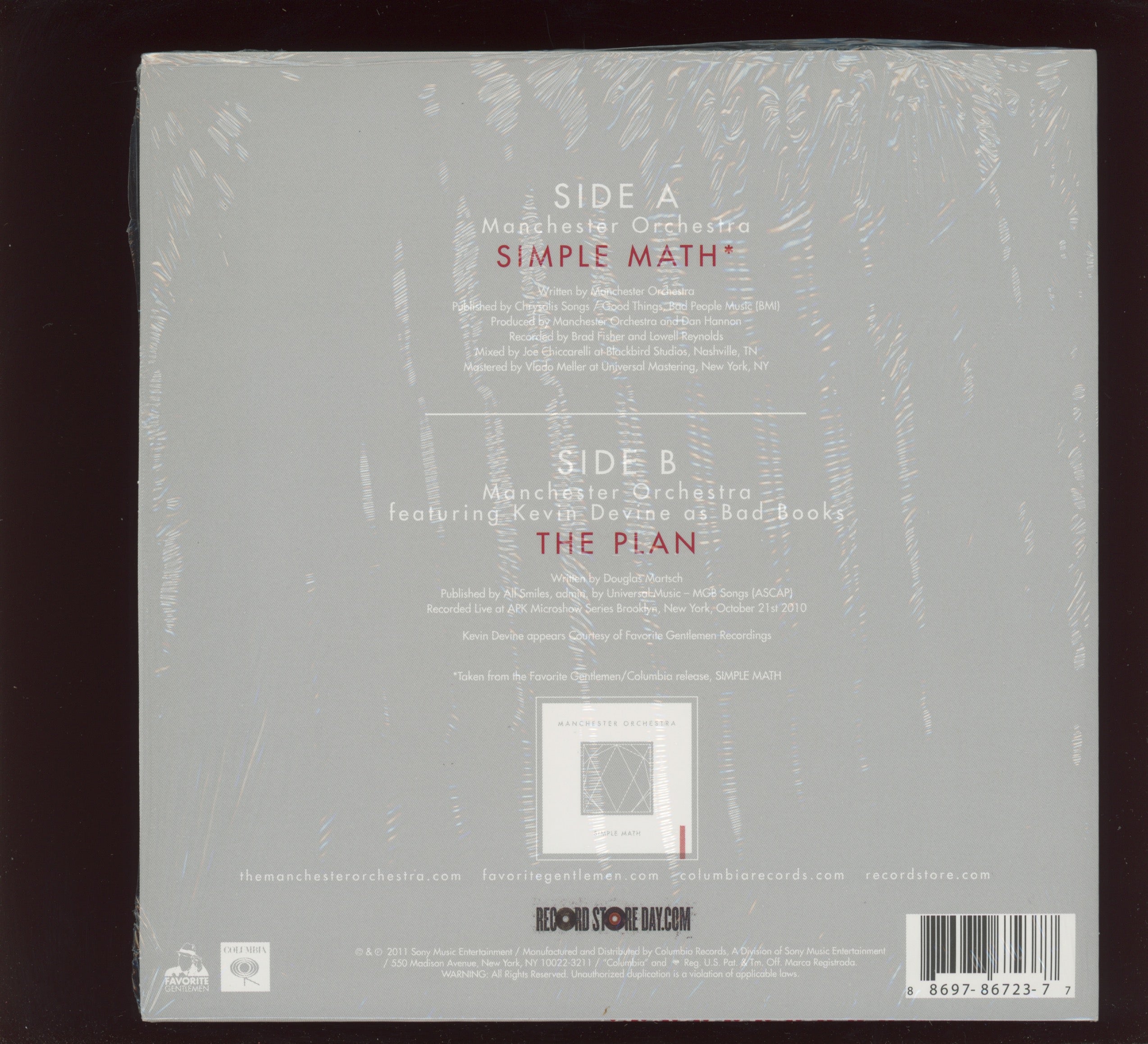 Manchester Orchestra - Simple Math on Favorite Gentleman RSD 2011 7" With Pic Sleeve