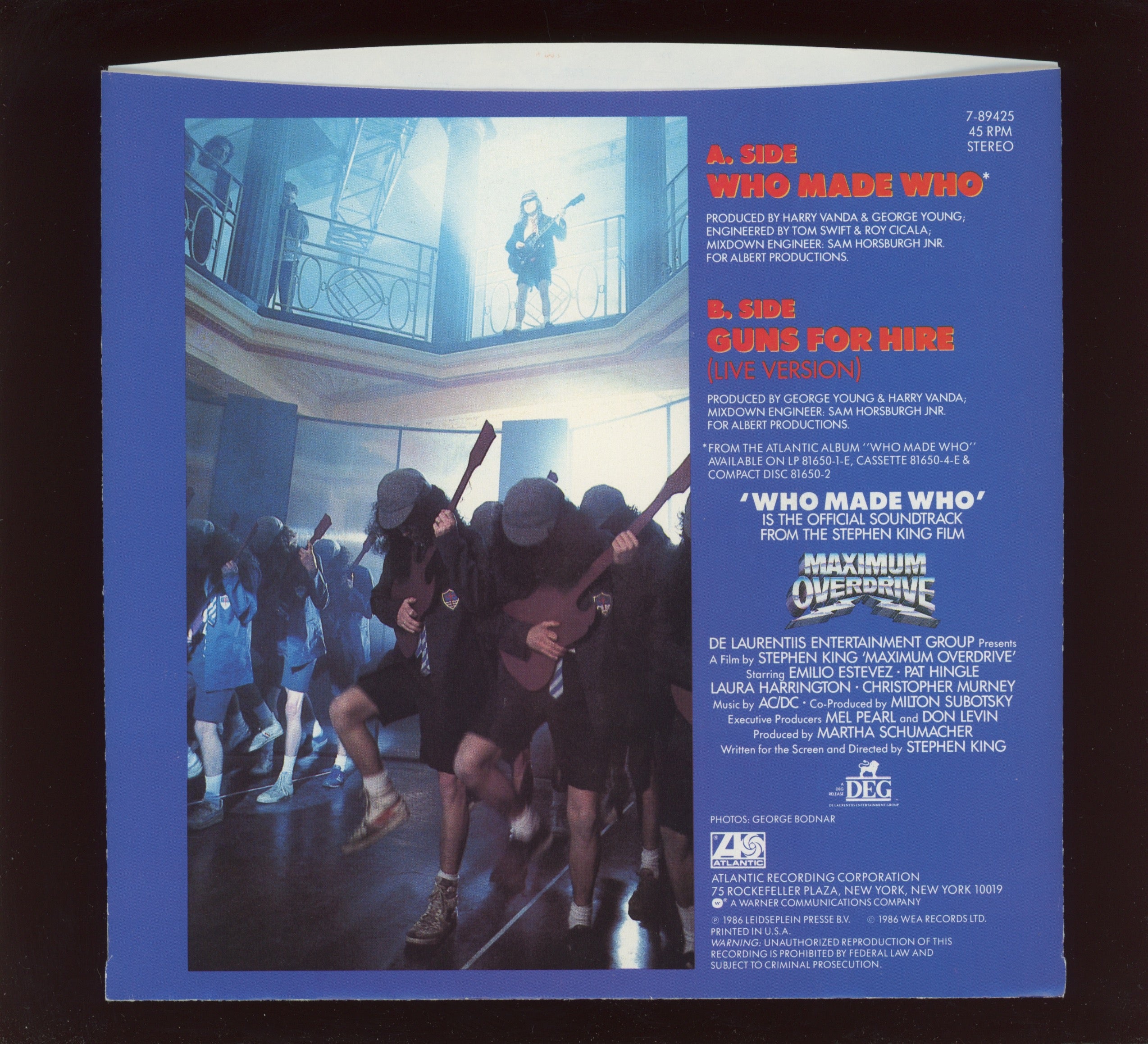 AC/DC - Who Made Who on Atlantic Promo With Picture Sleeve