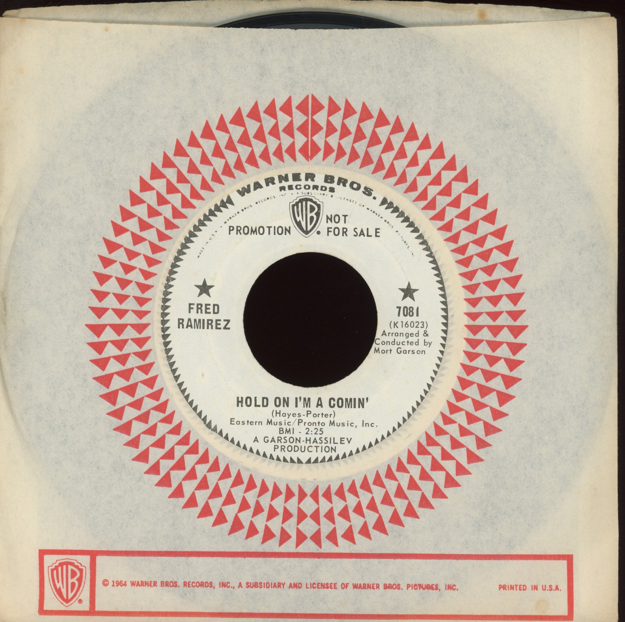 Fred Ramirez - Hold On I'm A Comin' on WB Promo Latin Soul Funk 45