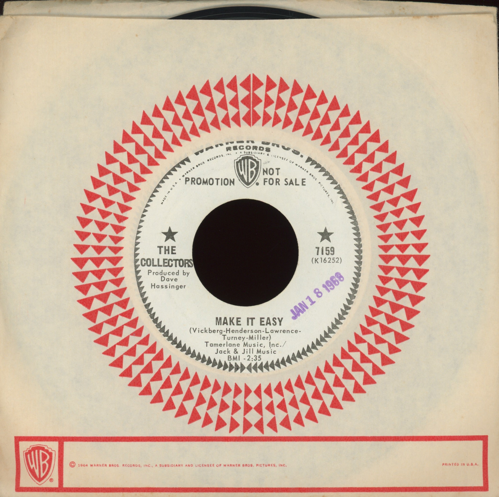 The Collectors - Make It Easy on WB Promo Garage 45