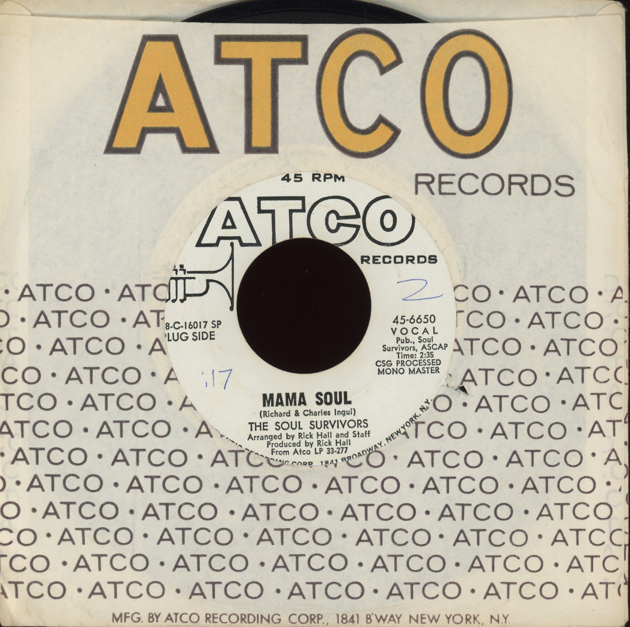 Soul Survivors - Mama Soul on Atco Promo Northern Soul 45