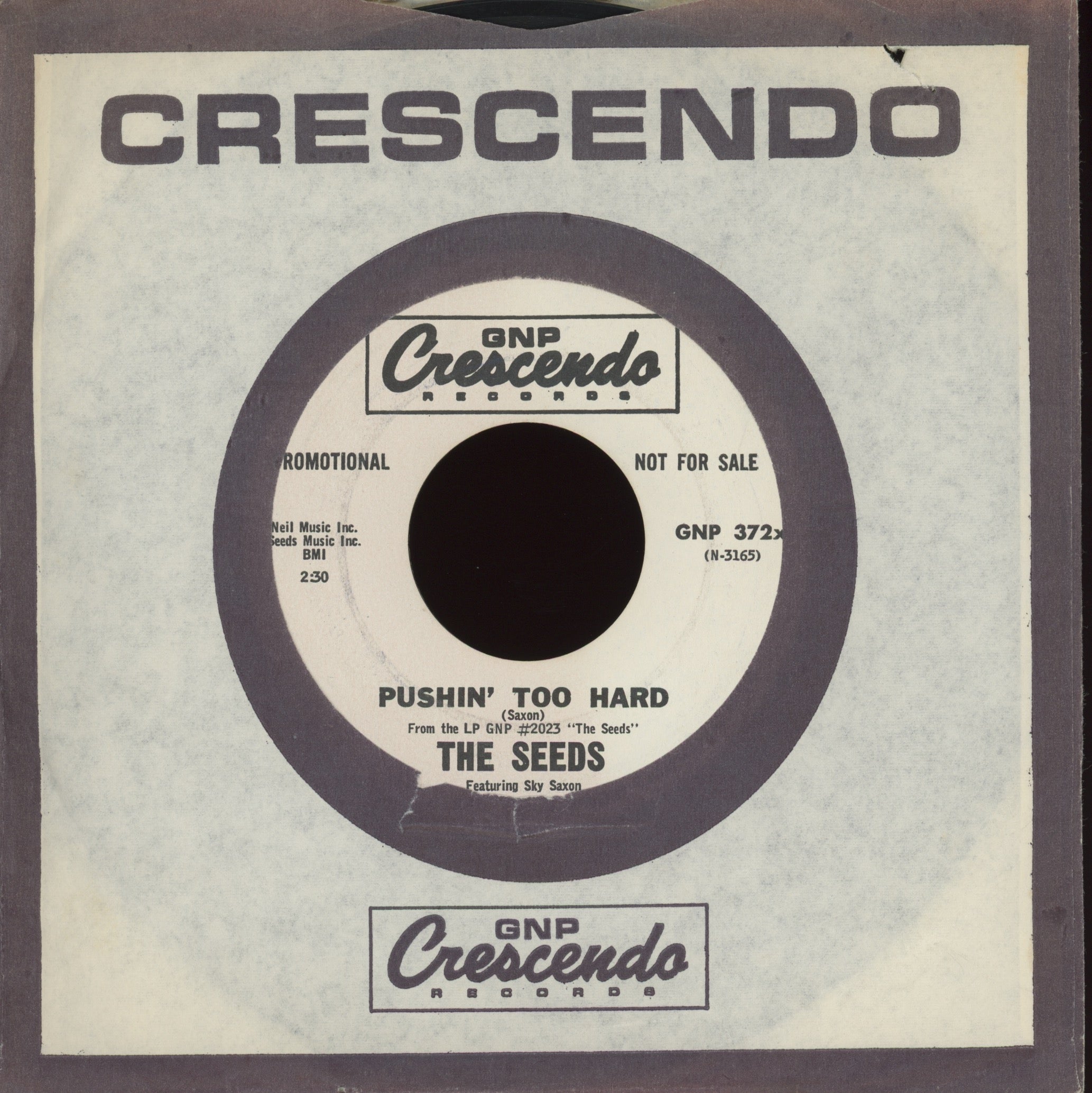 The Seeds - Pushin' Too Hard on GNP Crescendo Promo Garage 45