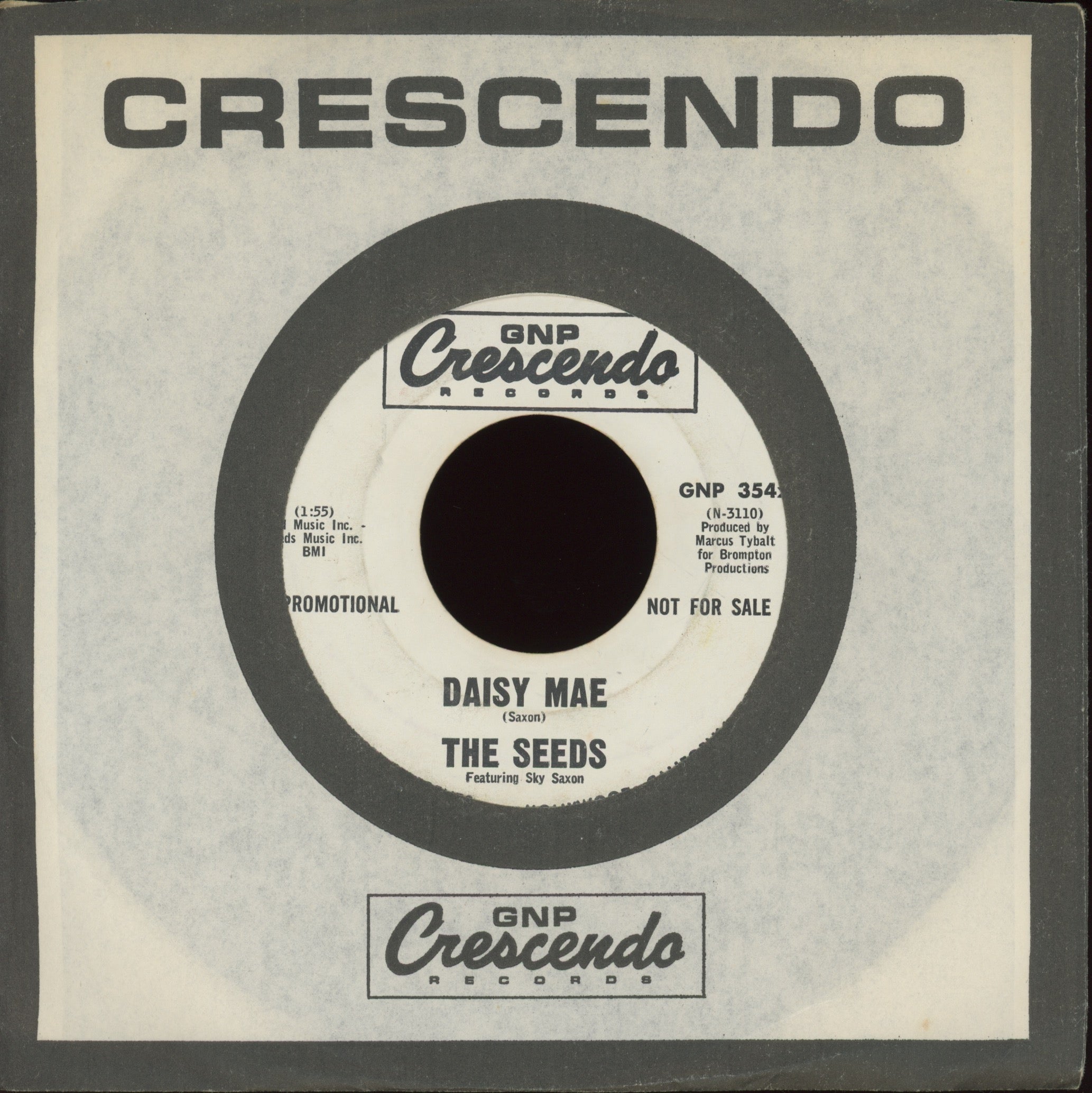 The Seeds - Can't Seem To Make You Mine on GNP Crescendo Promo Garage 45