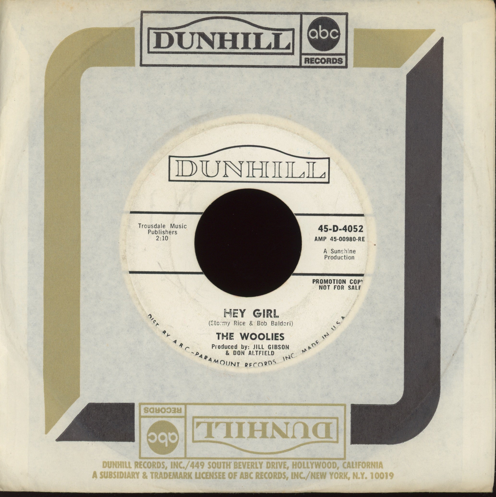 The Woolies - Who Do You Love on Dunhill Promo Garage 45