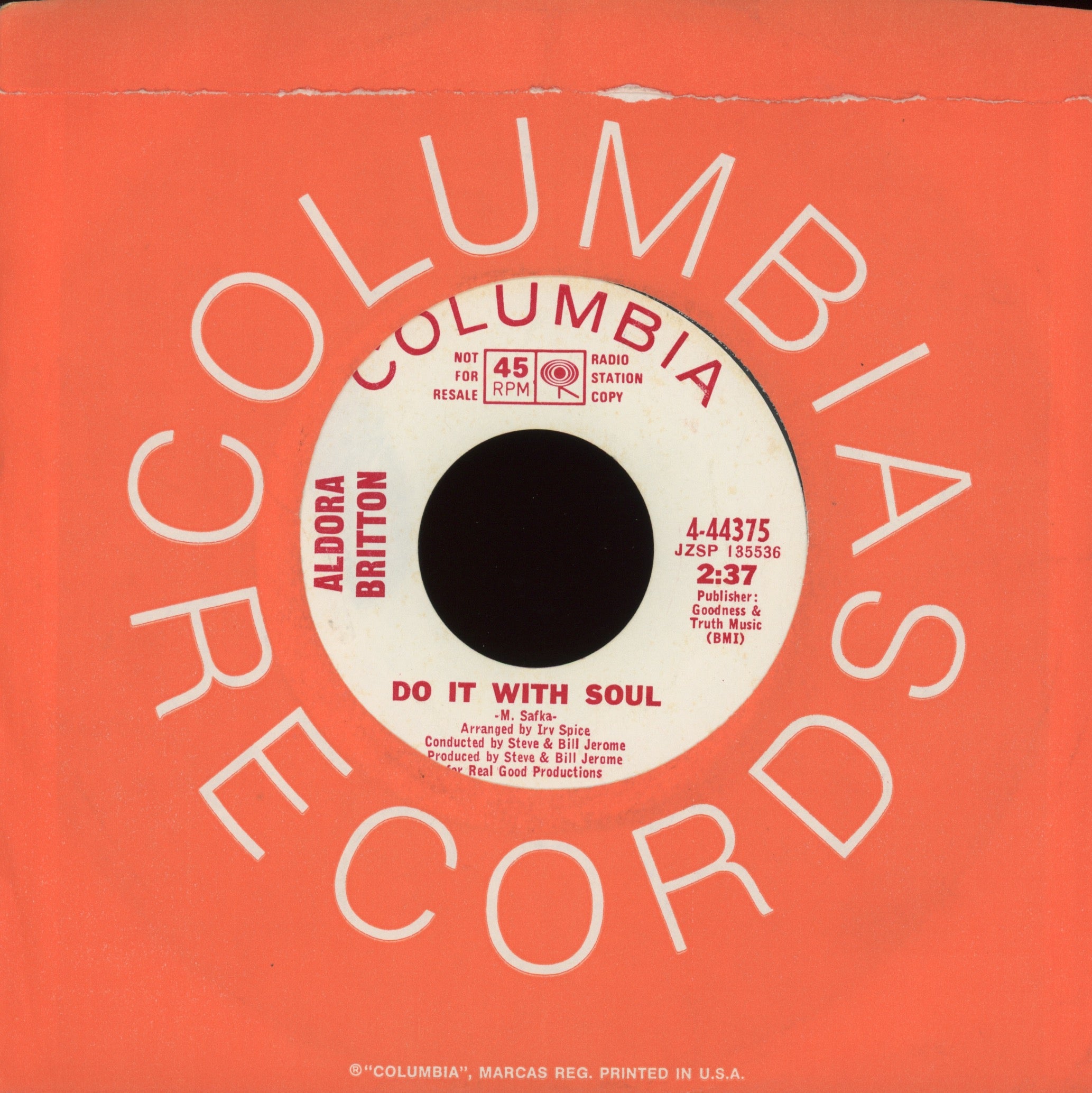 Aldora Britton - Do It With Soul on Columbia Promo Northern Soul 45