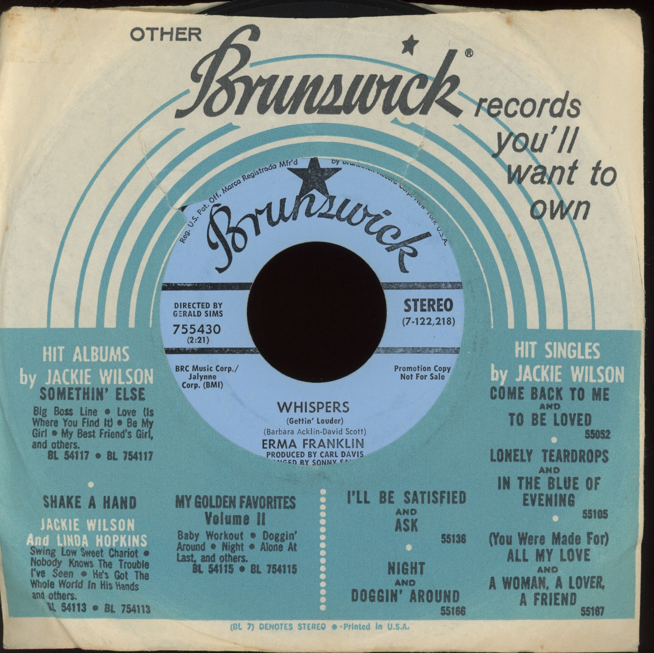 Erma Franklin - I Get The Sweetest Feeling on Brunswick Promo Northern Soul 45