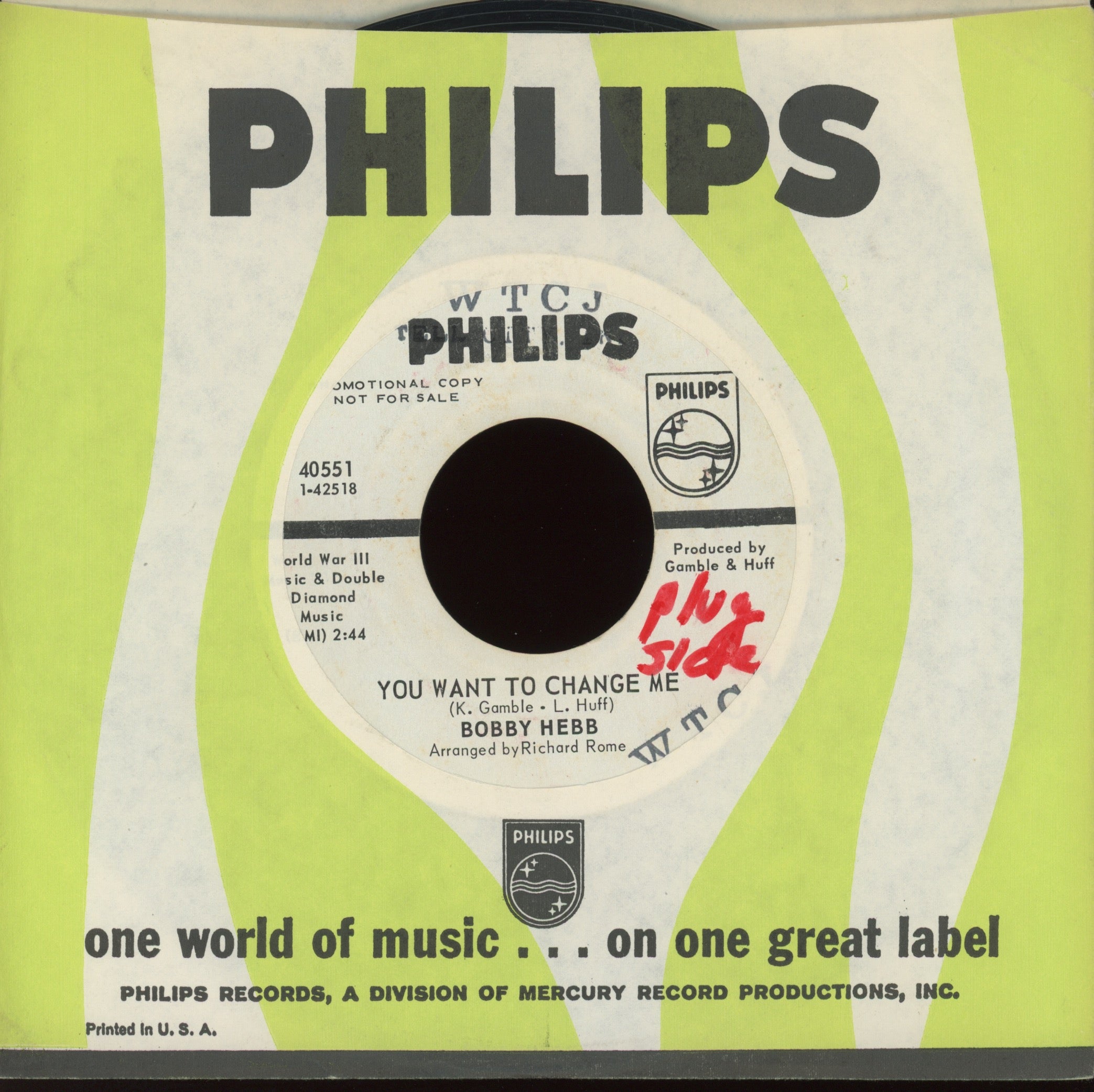 Bobby Hebb - You Want To Change Me on Philips Promo Northern Soul 45