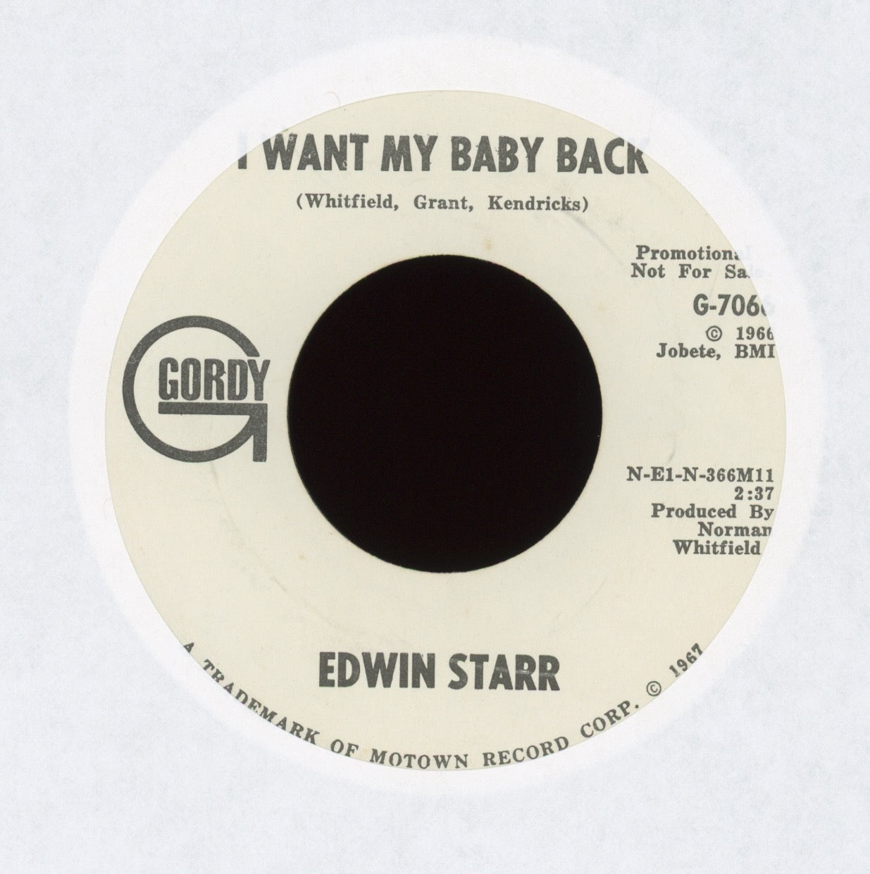 Edwin Starr - I Want My Baby Back on Gordy Promo Northern Soul 45