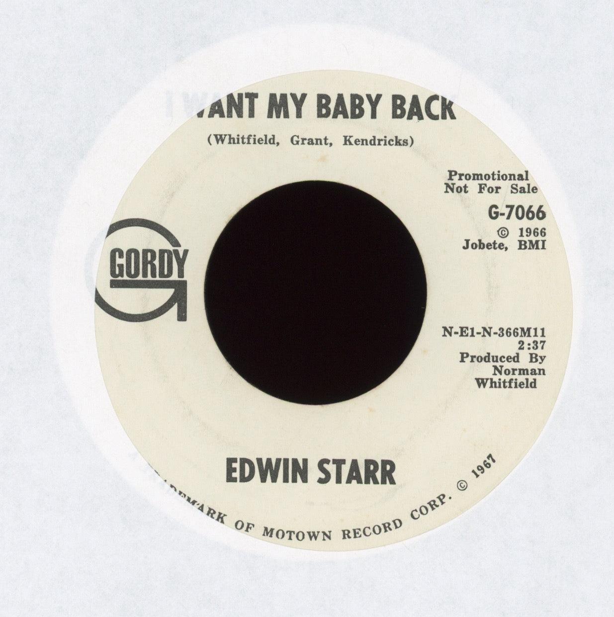 Edwin Starr - I Want My Baby Back on Gordy Promo Northern Soul 45