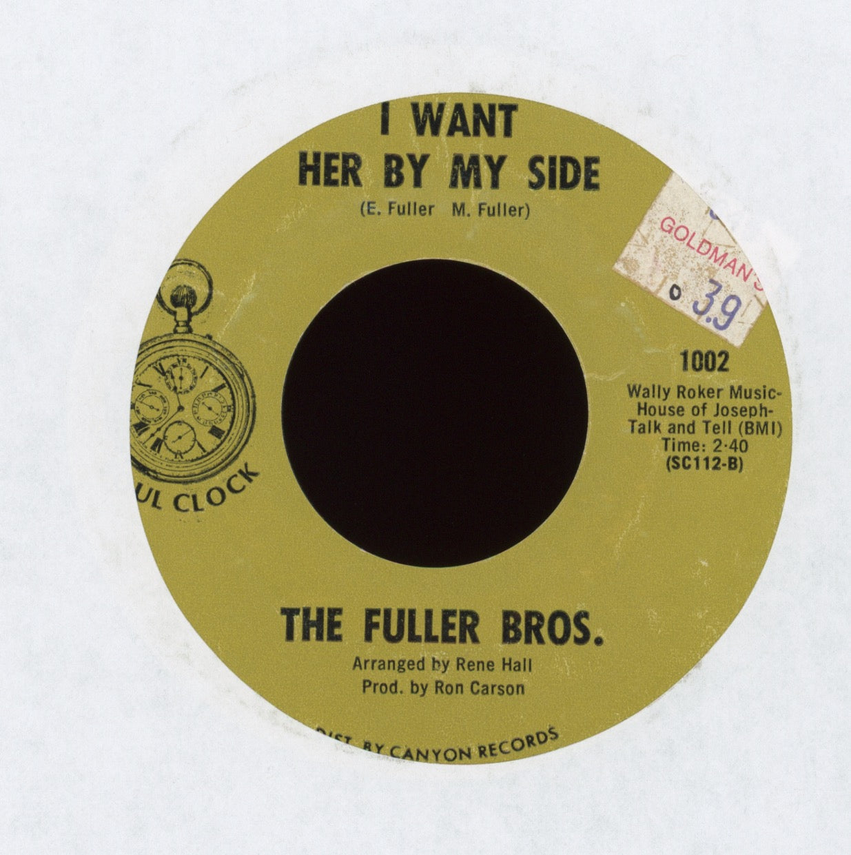 The Fuller Brothers - Stranger At My Door on Soul Clock Northern Soul 45