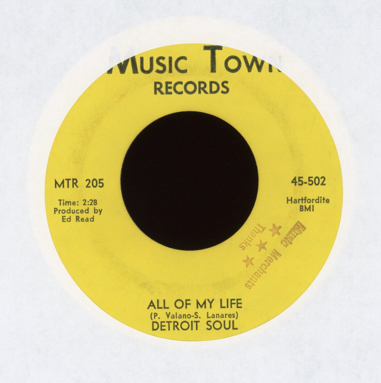 Detroit Soul - All Of My Life on Music Town Northern Soul 45
