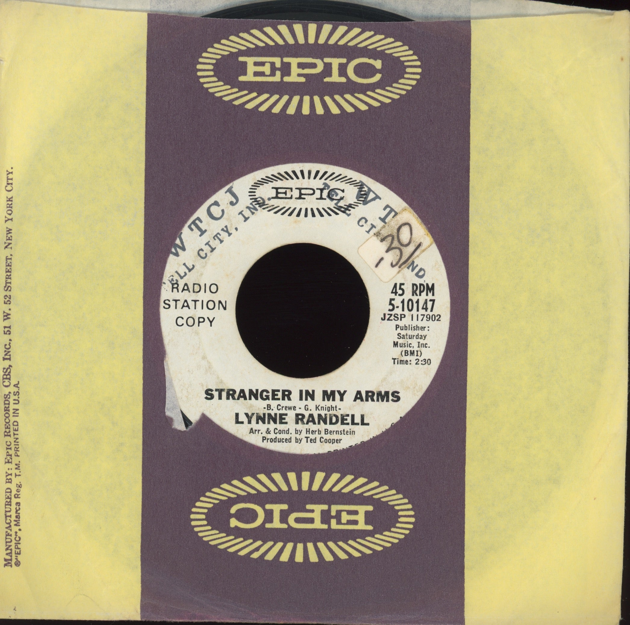 Lynne Randell - Stranger In My Arms on Epic Promo Northern Soul 45