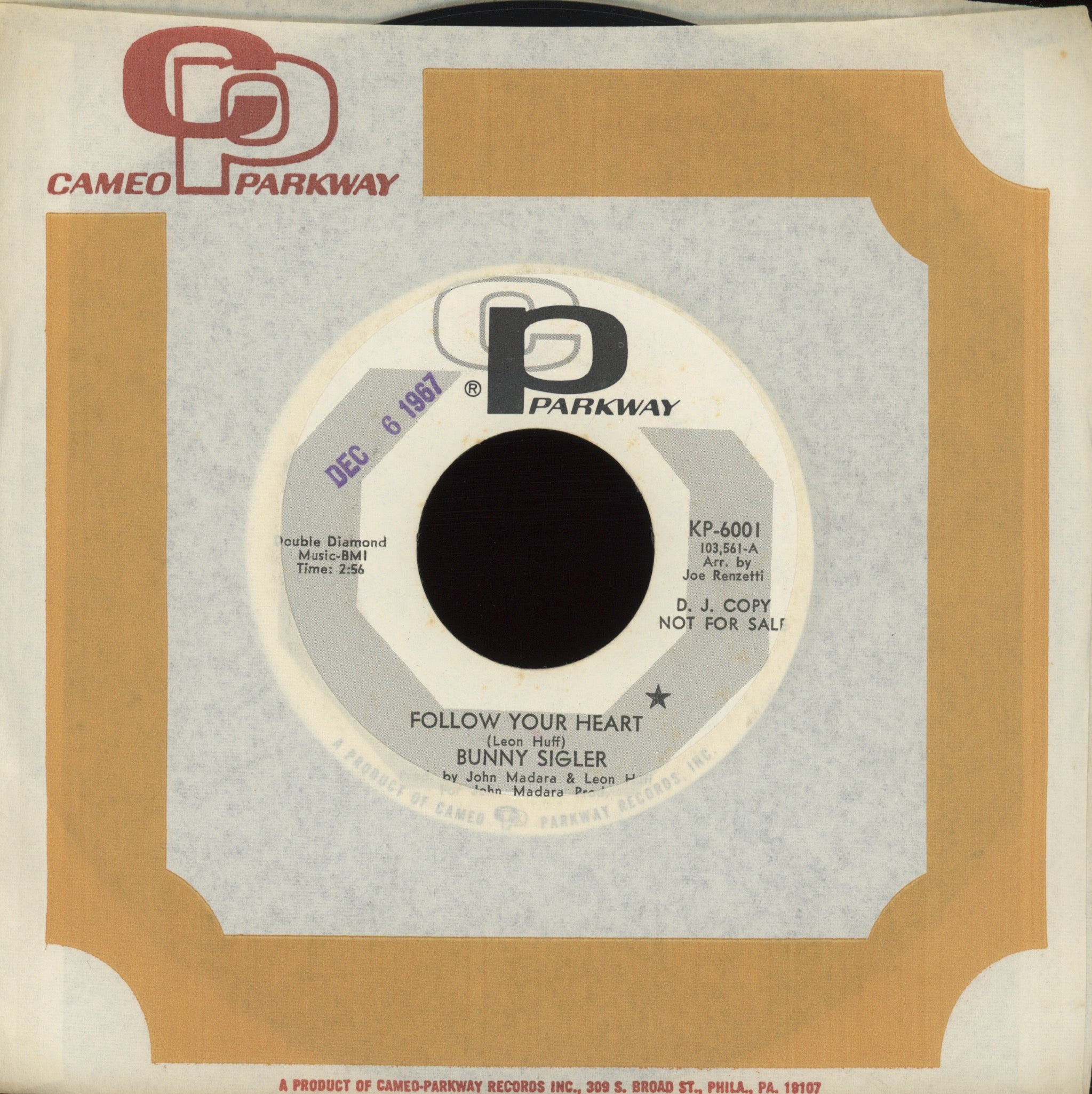 Bunny Sigler - Follow Your Heart on Cameo Parkway Promo Northern Soul 45