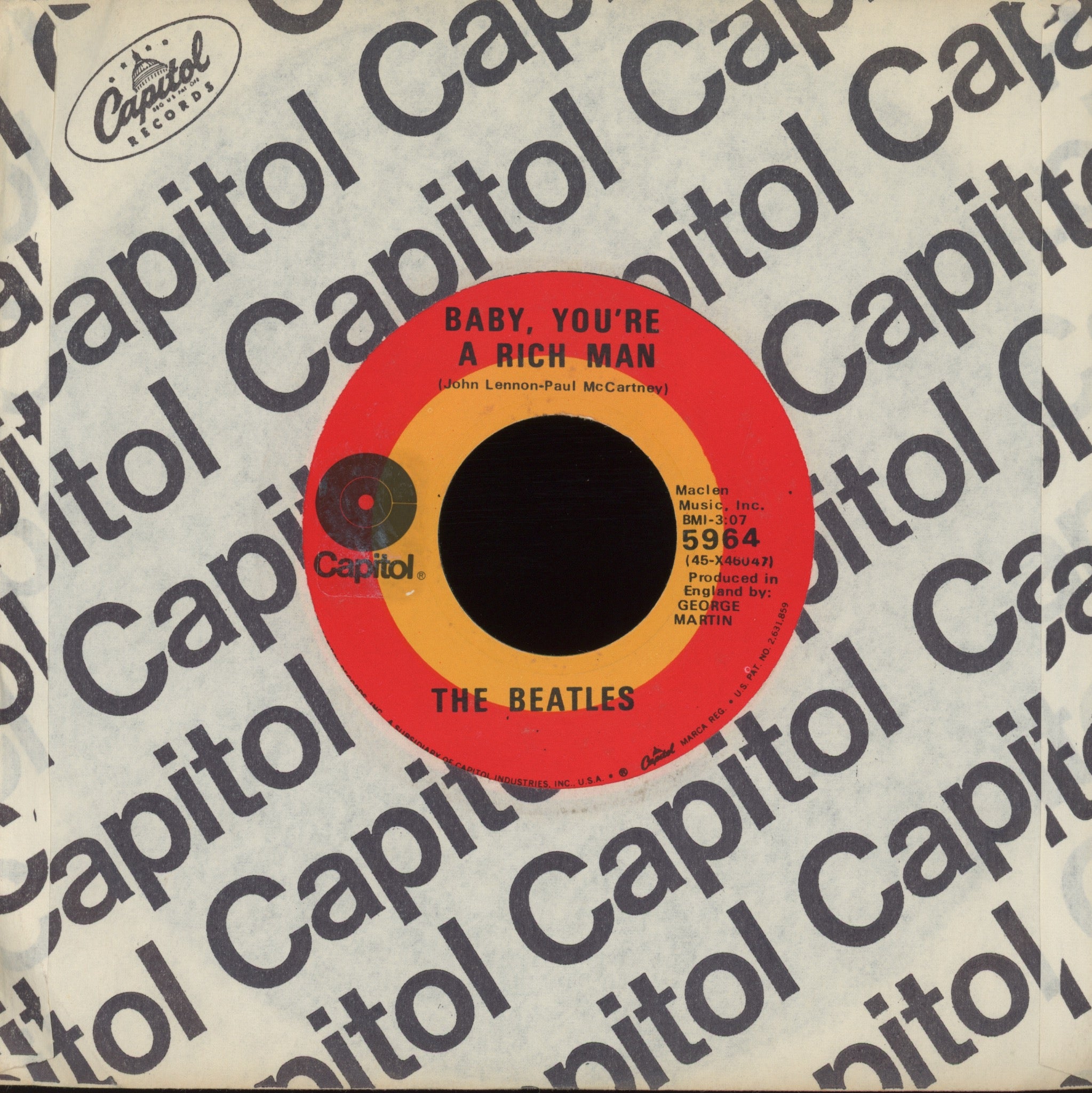 The Beatles - All You Need Is Love on Capitol Rare Target Logo 45