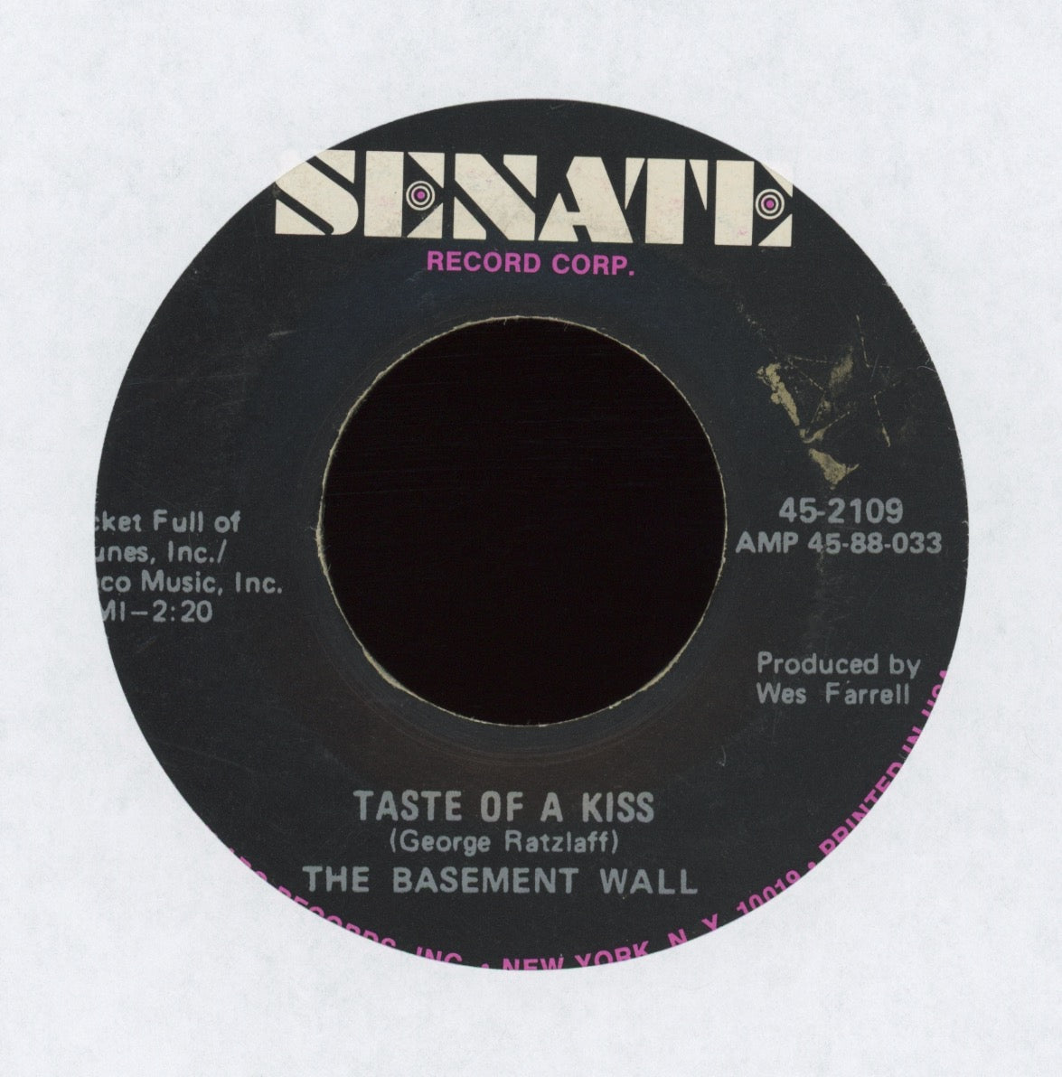 The Basement Wall - Never Existed on Senate Garage Psych 45 Label Error