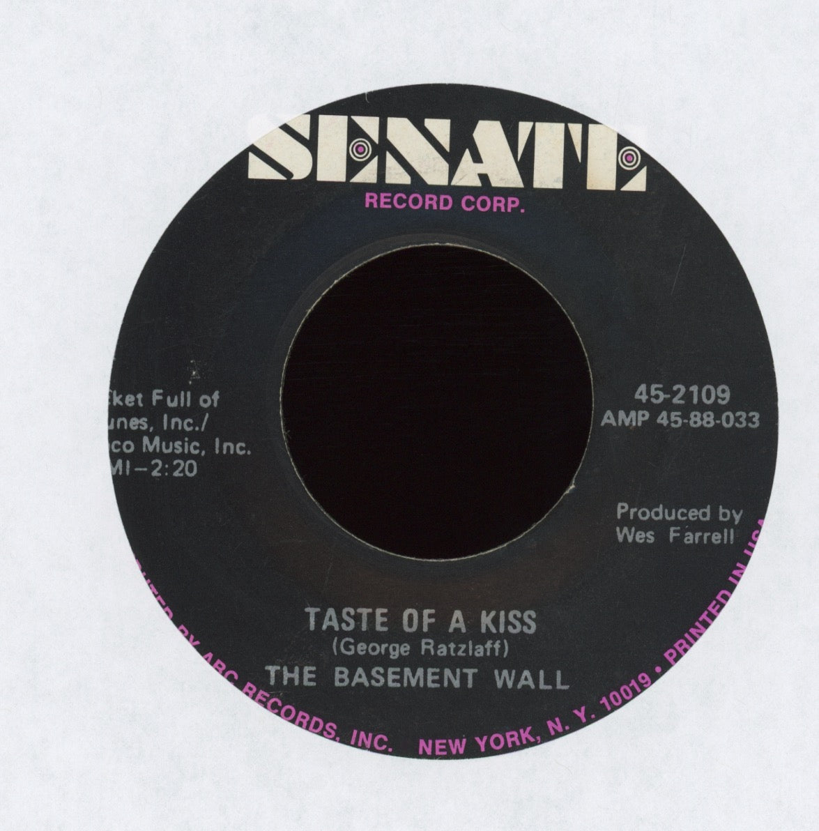 The Basement Wall - Never Existed on Senate Garage Psych 45 Label Error