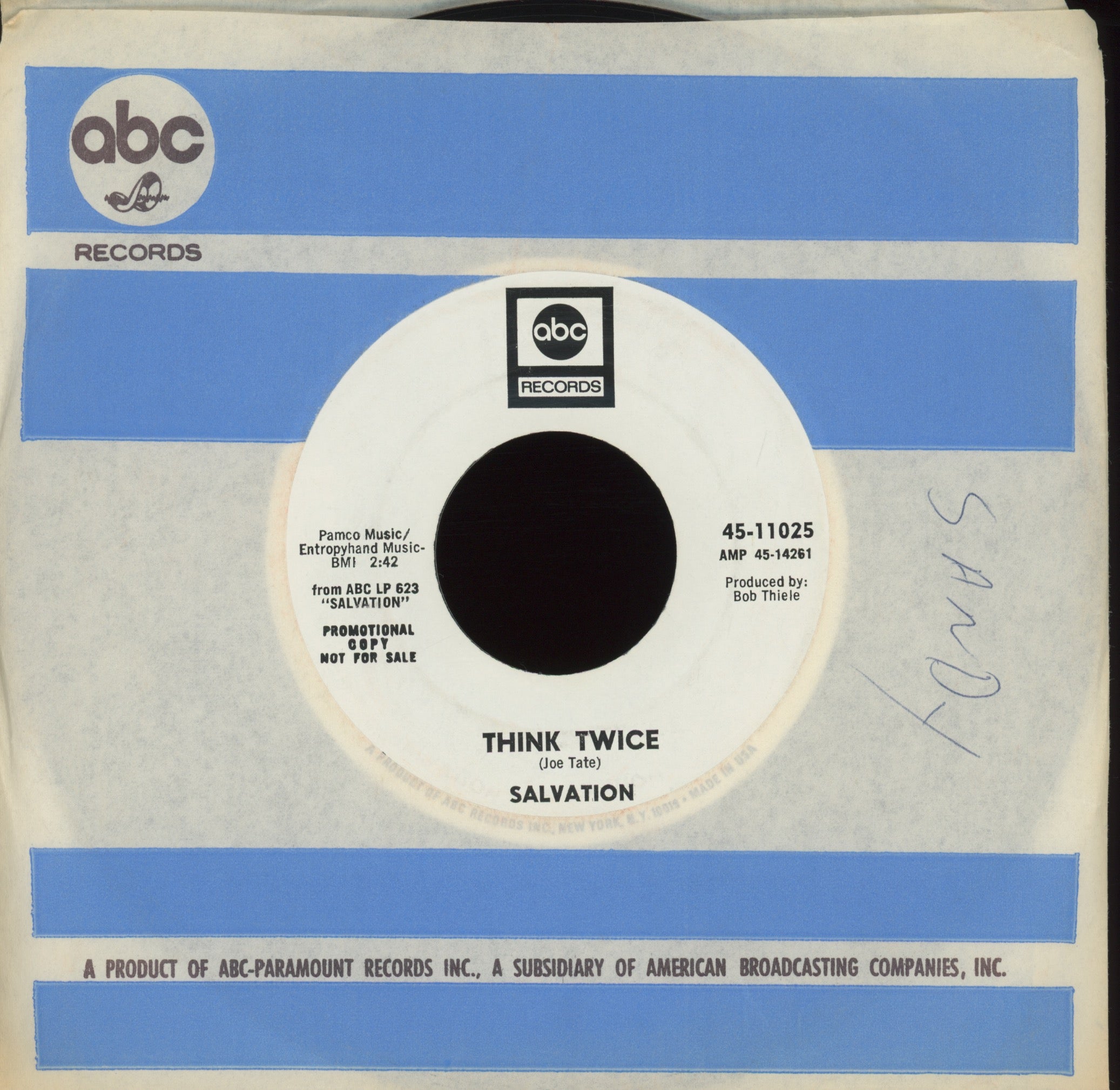 Salvation - Think Twice on ABC Promo Garage Fuzz Psych Dancer 45