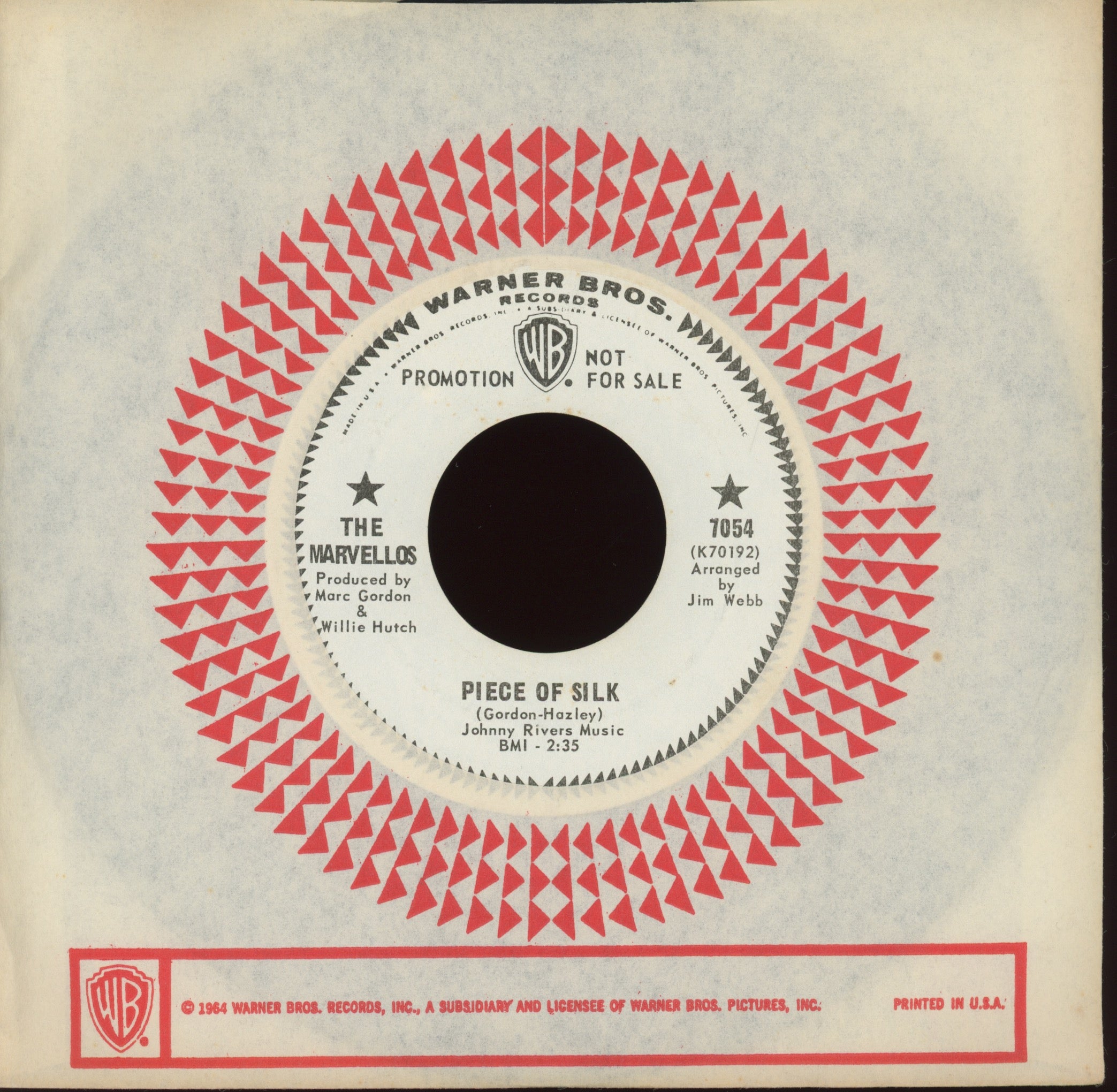The Marvellos - Piece Of Silk on WB Promo Northern Soul 45