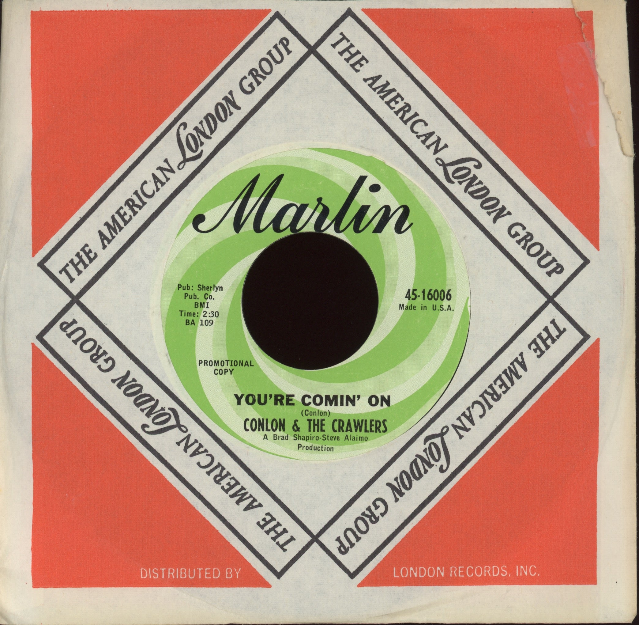 Conlon & The Crawlers - I Won't Tell on Marlin Promo Garage 45