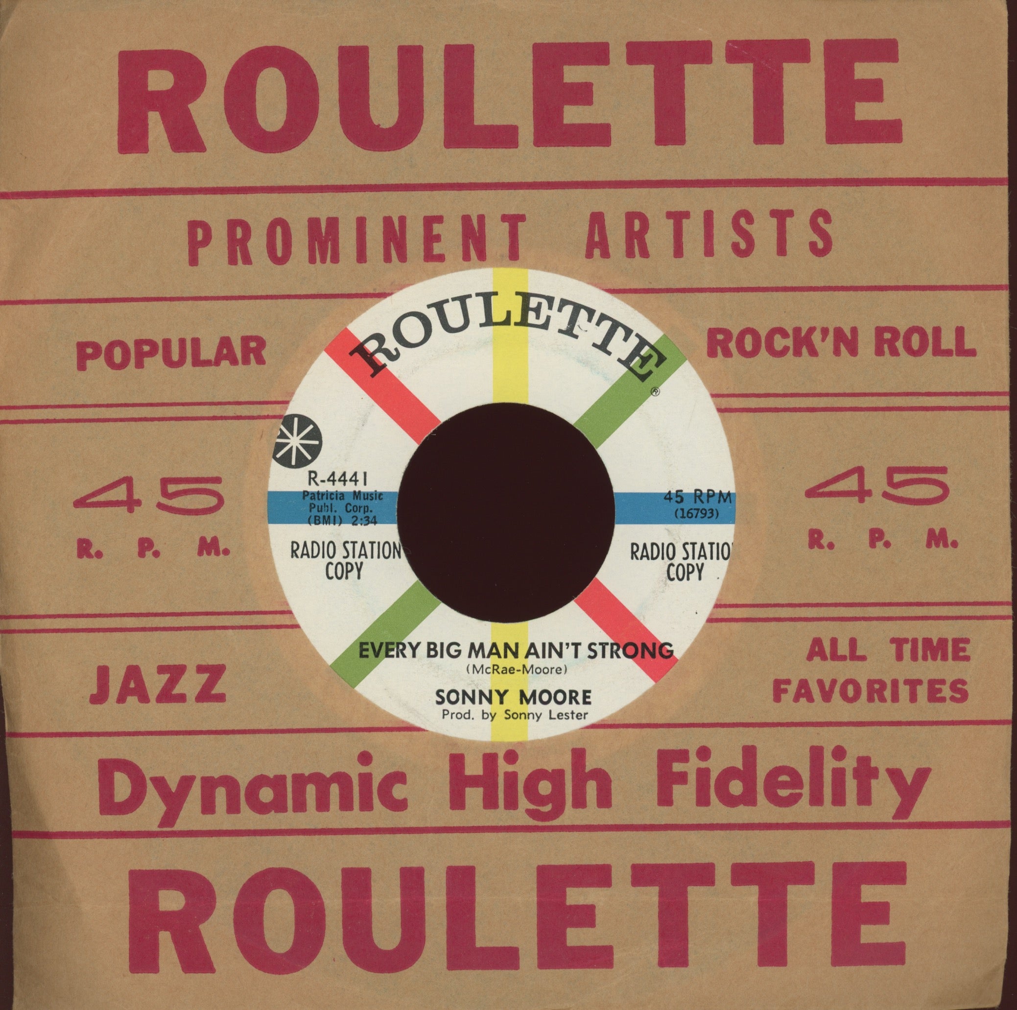 Sonny Moore - Bloodshed In Tombstone on Roulette Promo R&B Popcorn 45