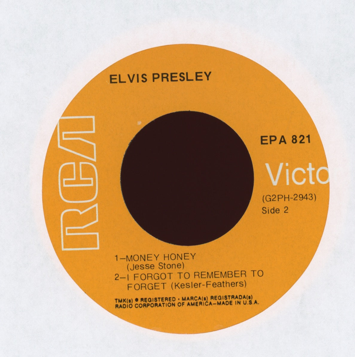 Elvis Presley - Heartbreak Hotel on RCA EPA 821 Rare Orange Label EP 45 With Cover