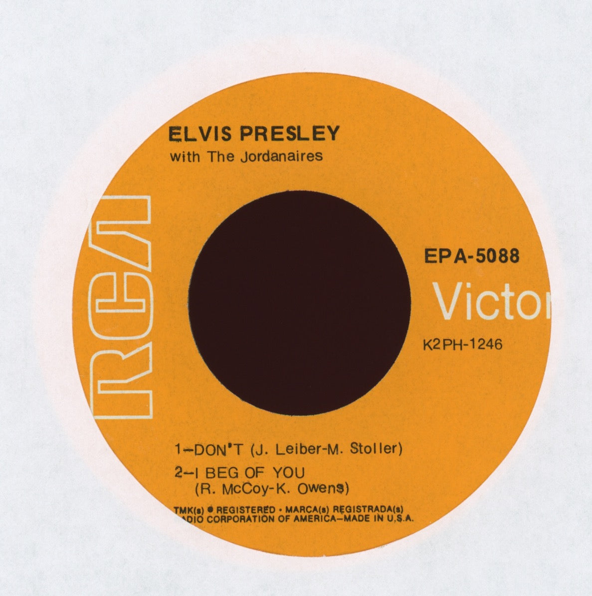 Elvis Presley - A Touch Of Gold Volume I on RCA EPA 5088 Rare Orange Label EP 45 With Cover