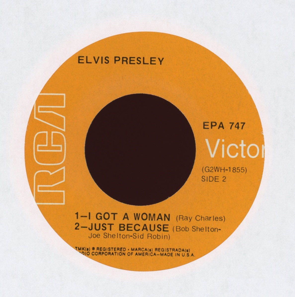 Elvis Presley - Elvis Presley on RCA EPA 747 Rare Orange Label EP 45 With Cover