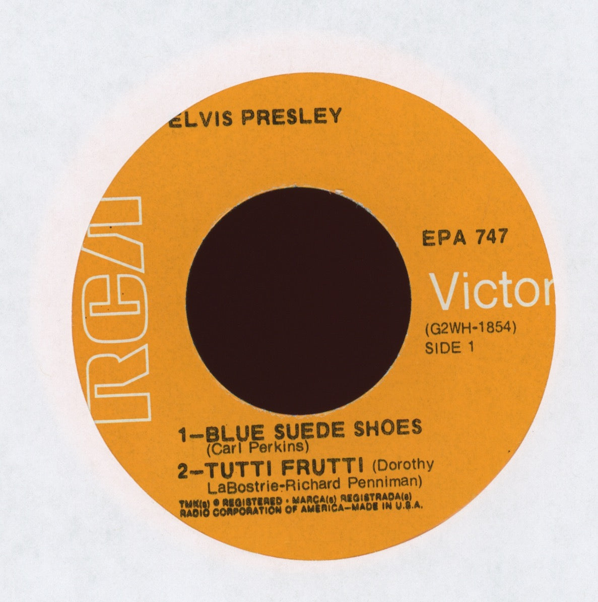 Elvis Presley - Elvis Presley on RCA EPA 747 Rare Orange Label EP 45 With Cover