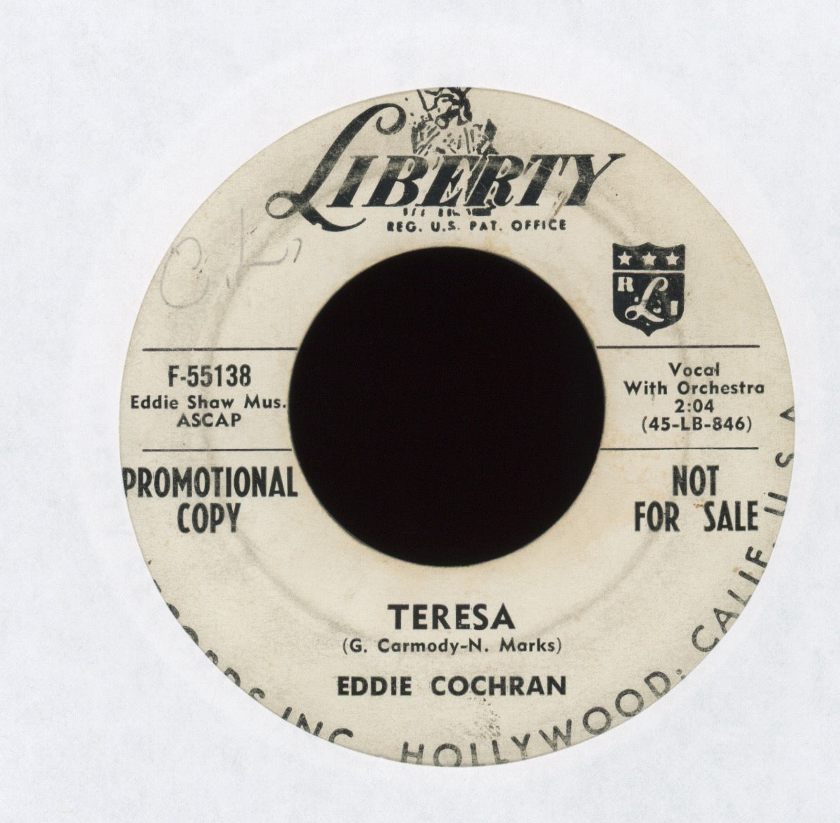 Eddie Cochran - Pretty Girl on Liberty Promo Rockabilly 45