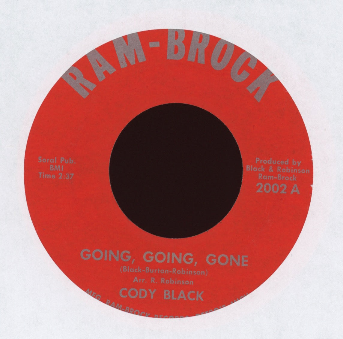 Cody Black - Going, Going, Gone on Ram-Brock Northern Soul 45
