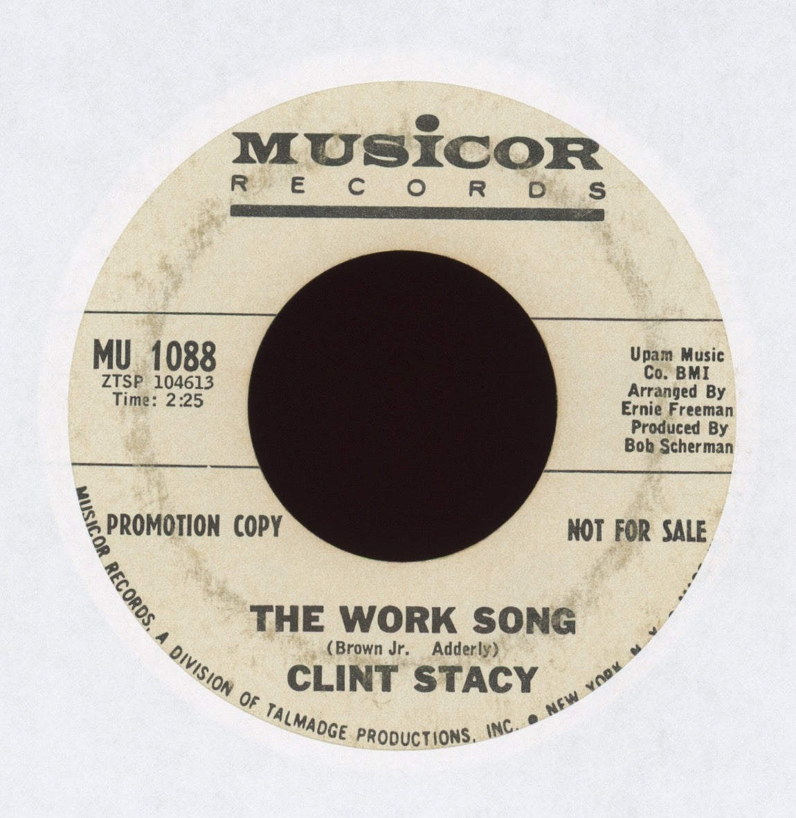 Clint Stacy - The Work Song on Musicor Promo R&B Popcorn 45
