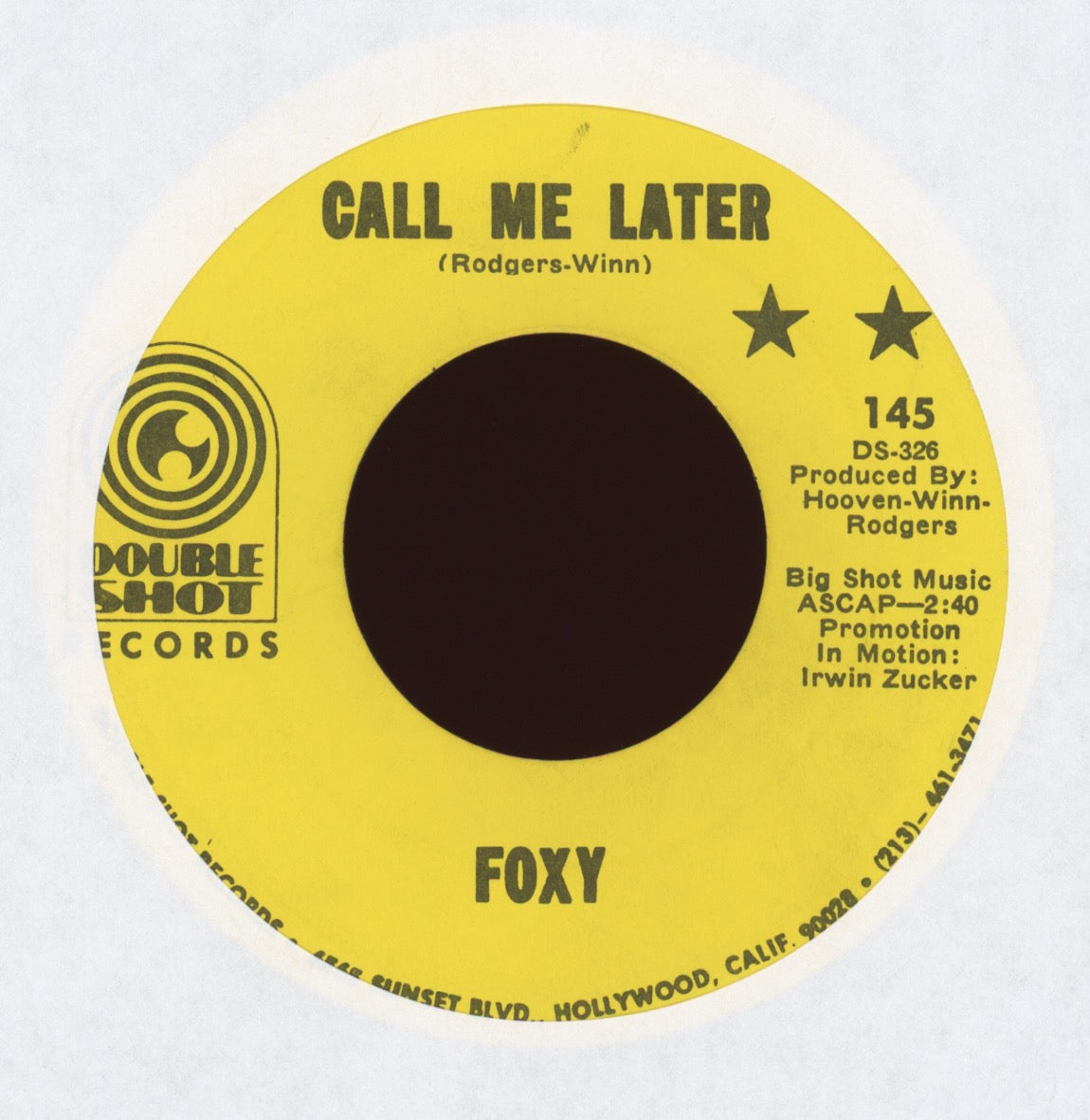 Foxy - Call Me Later on Double Shot Crossover Sweet Soul 45