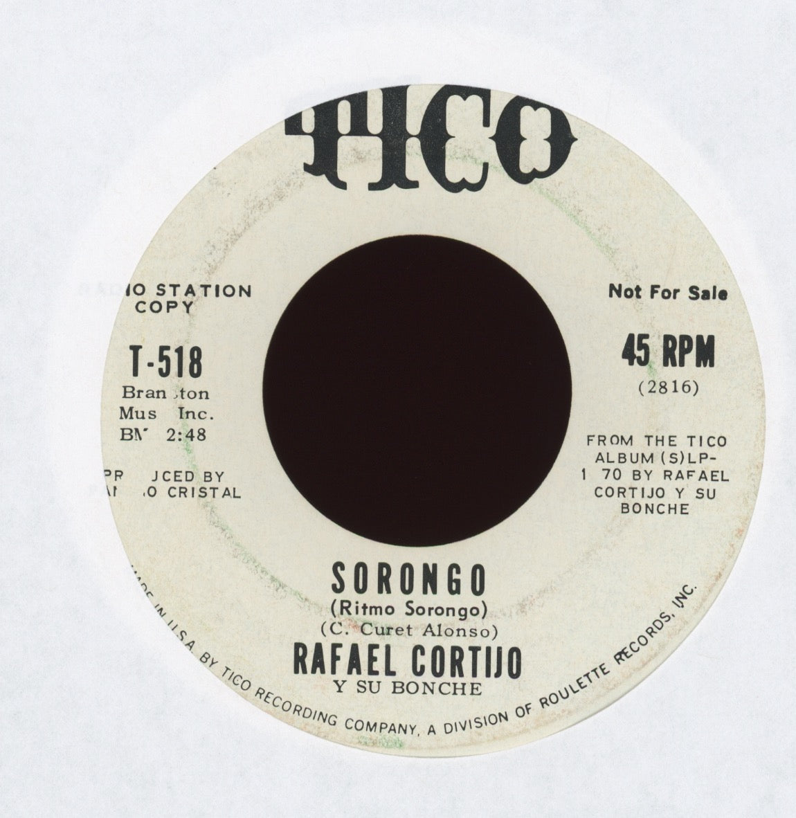 Rafael Cortijo Y Su Bonche - Chinito Boogaloo on Tico Promo Latin Boogaloo 45