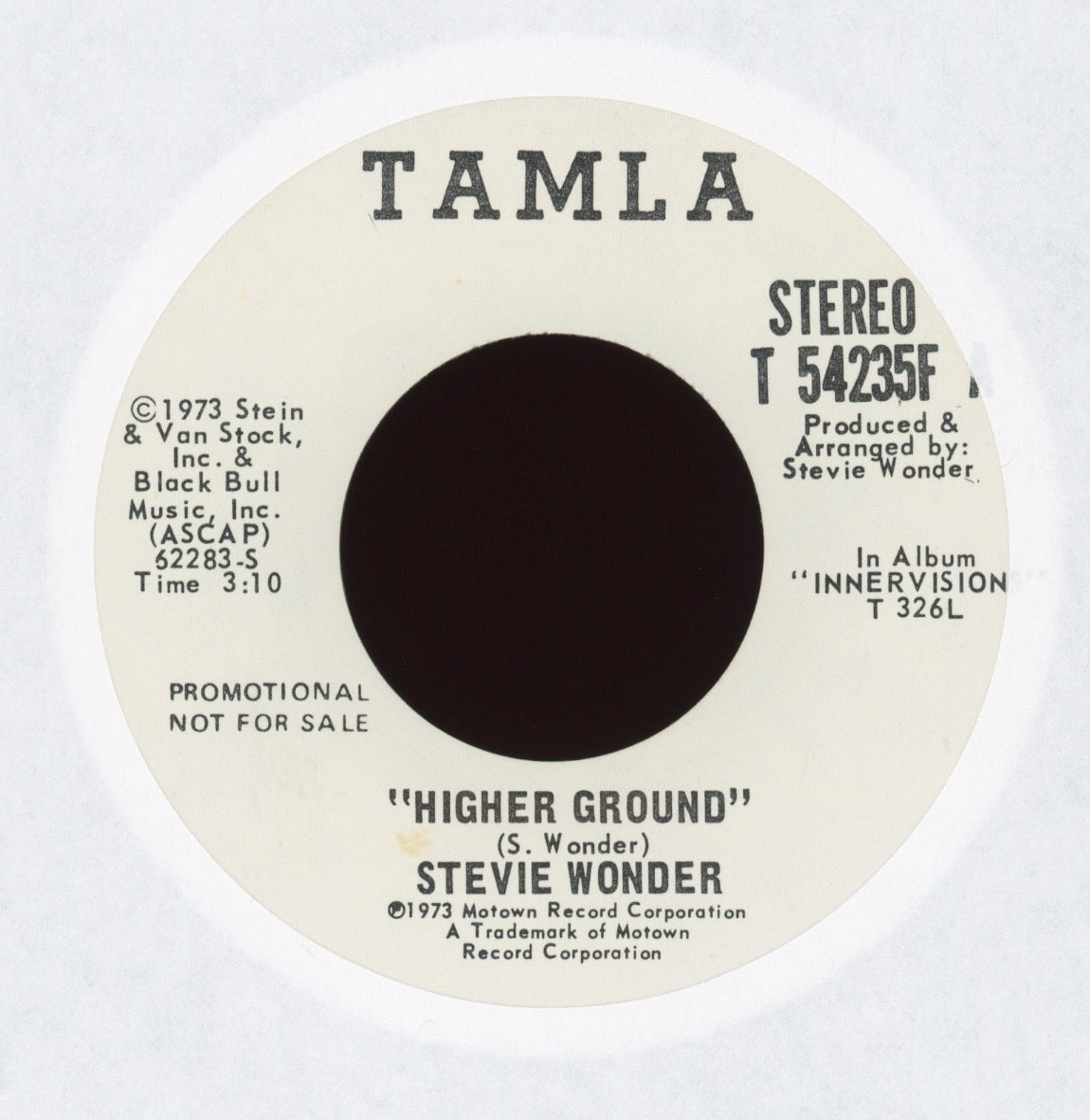 Stevie Wonder Higher Ground on Tamla Promo Soul Funk 45