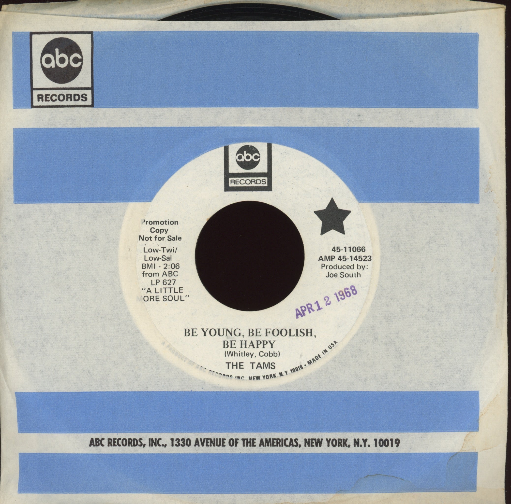 The Tams - Be Young Be Foolish, Be Happy on ABC Promo Northern Soul 45