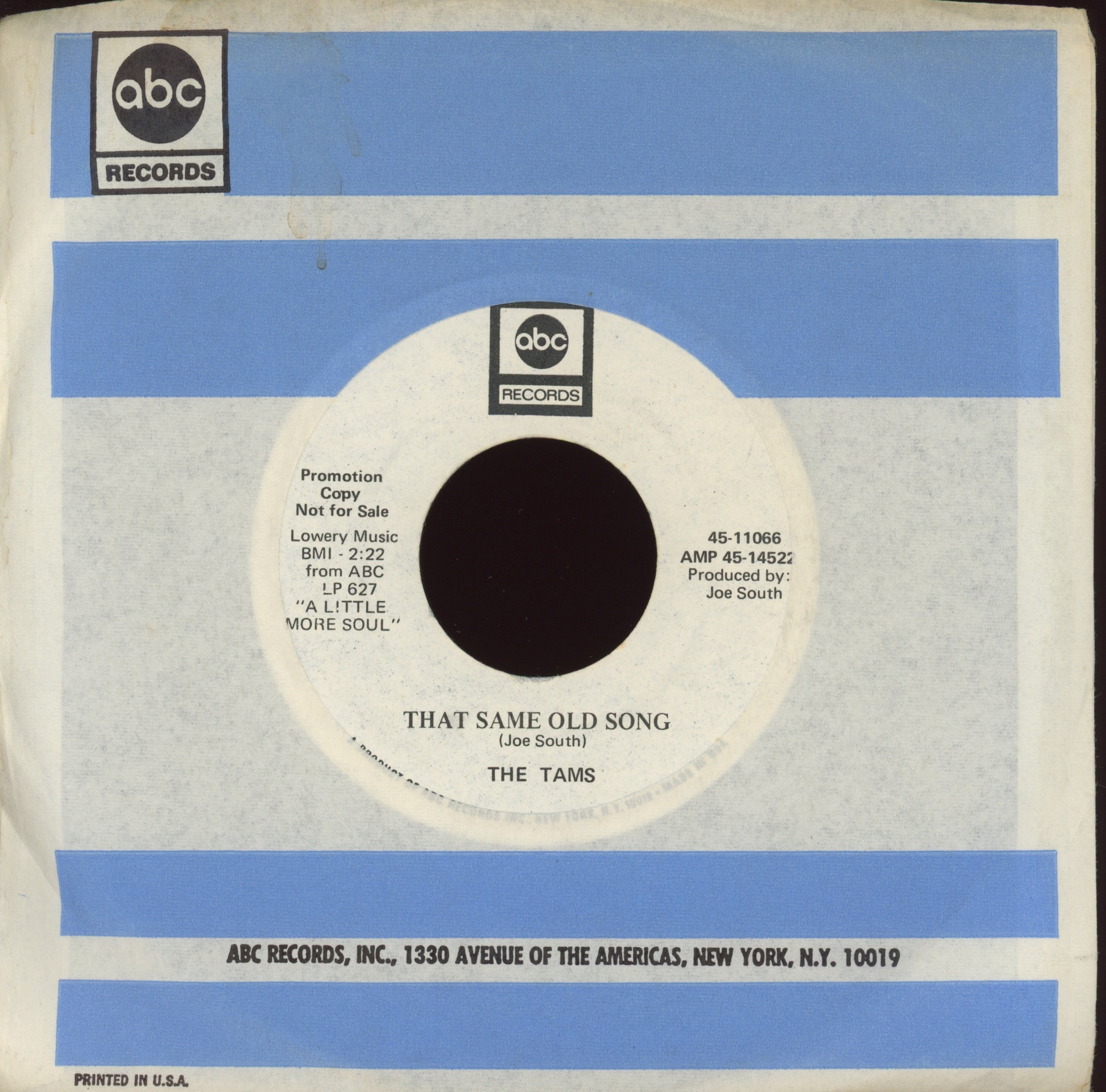 The Tams - Be Young Be Foolish, Be Happy on ABC Promo Northern Soul 45