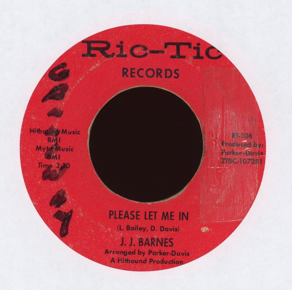 J. J. Barnes - Please Let Me In on Ric Tic Northern Soul 45