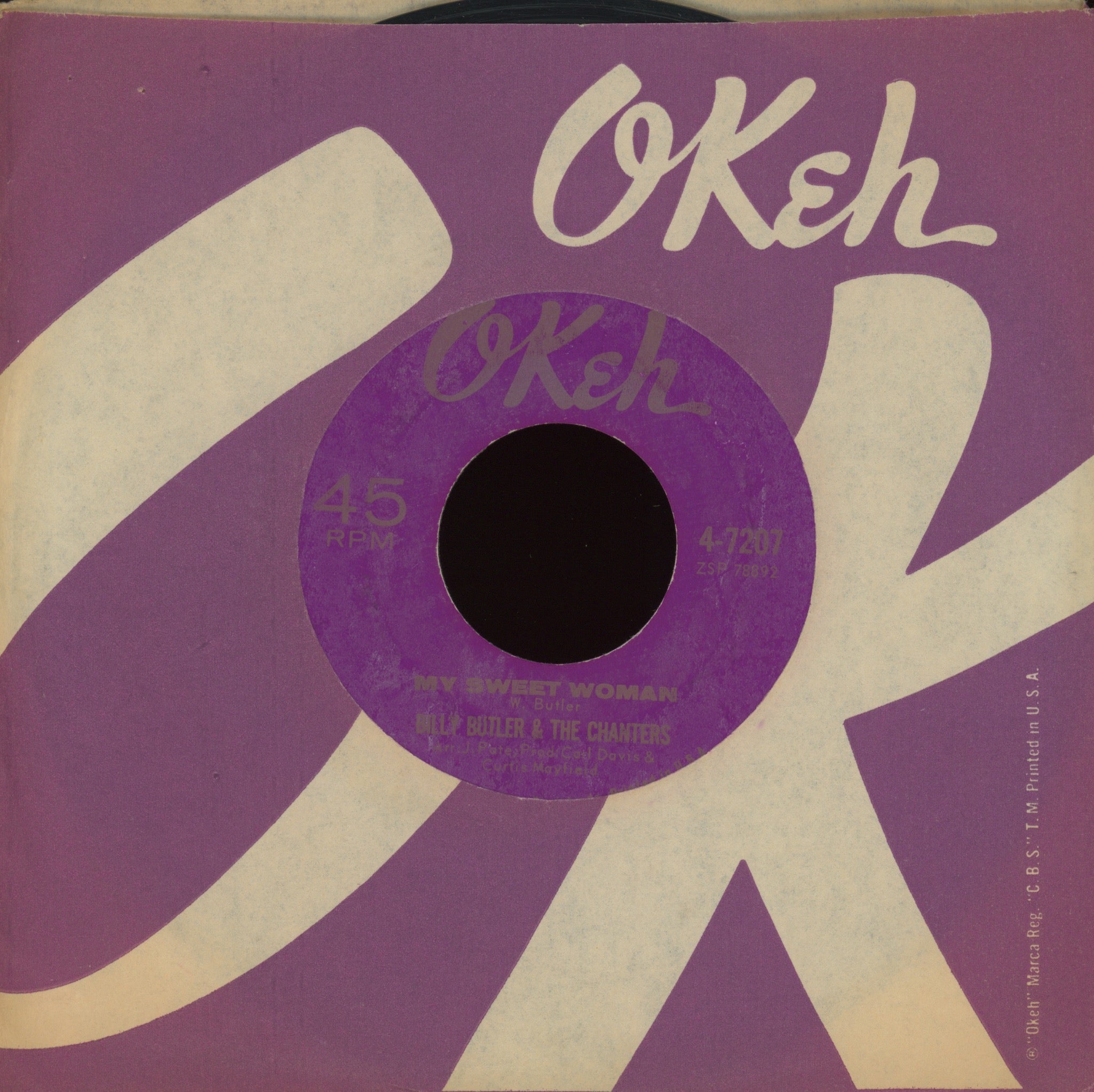 Billy Butler & The Chanters - My Sweet Woman on Okeh Northern Soul 45