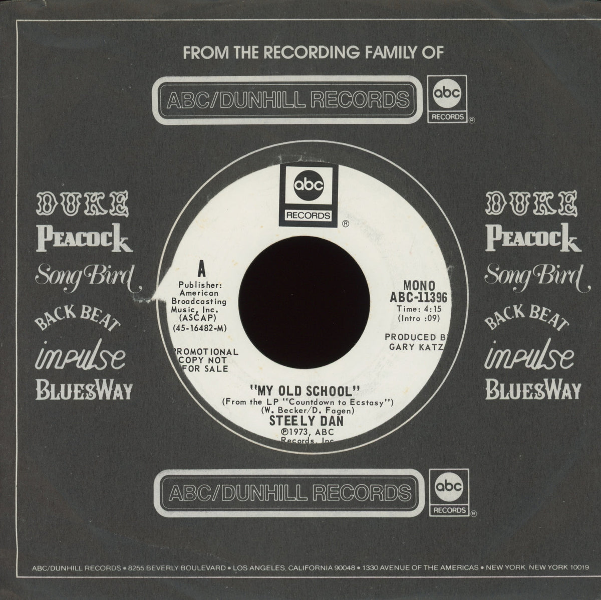 Steely Dan My Old School on ABC Promo Rock 45 Plaid Room Records