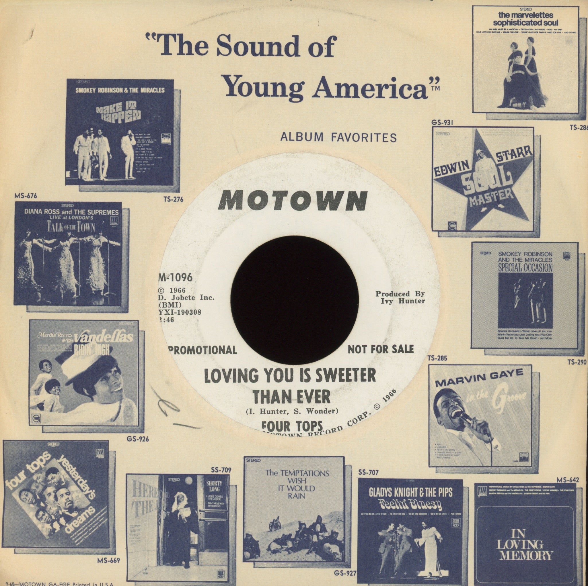 Four Tops - Loving You Is Sweeter Than Ever on Motown Promo Northern Soul 45