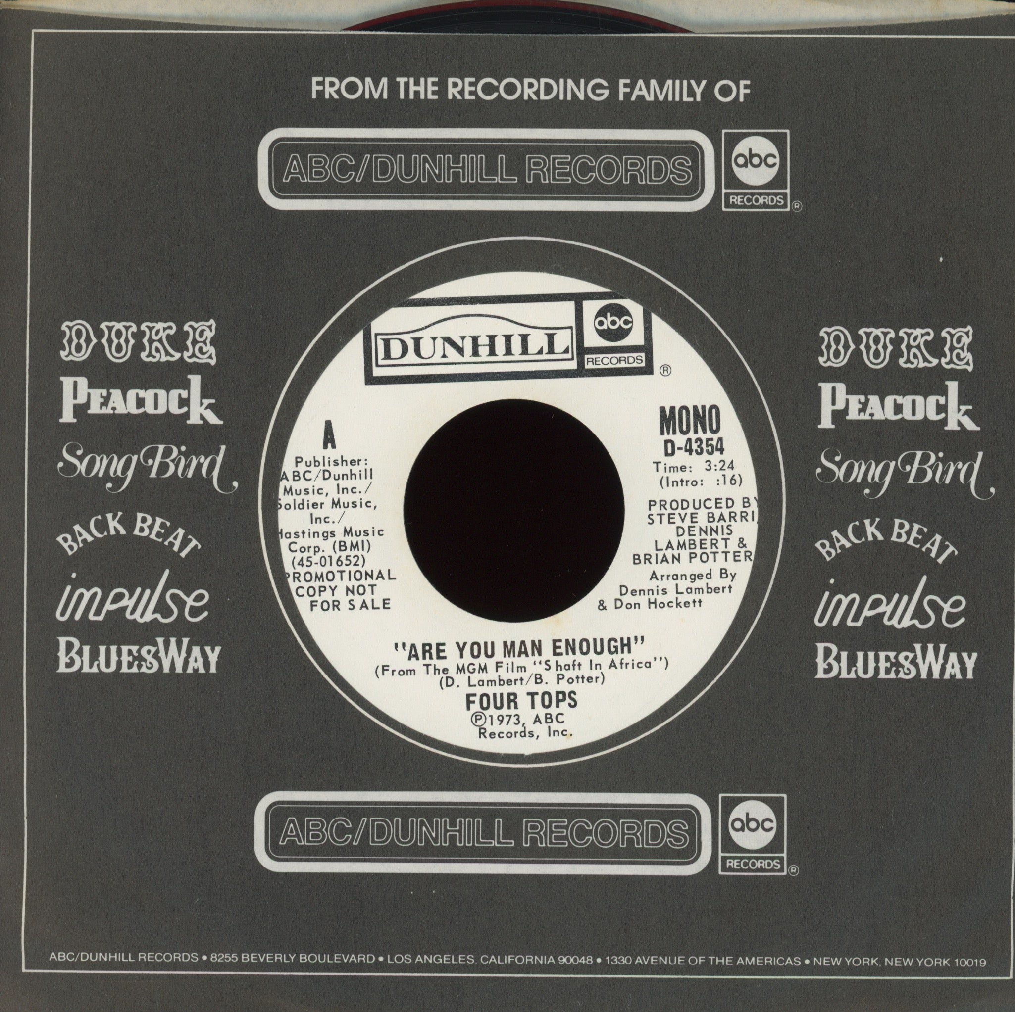 Four Tops - Are You Man Enough on ABC Dunhill Promo Solo Funk 45