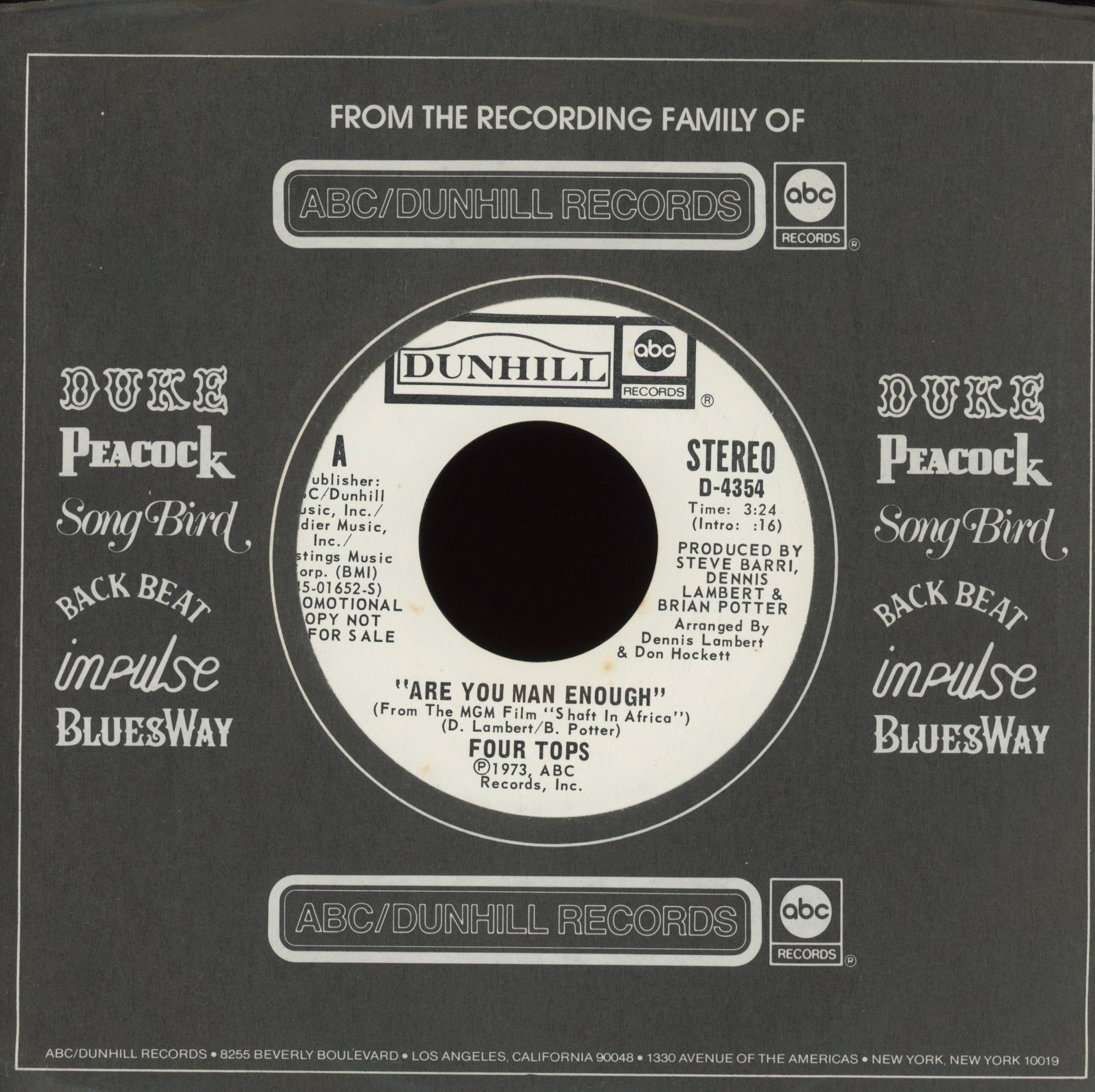 Four Tops - Are You Man Enough on ABC Dunhill Promo Solo Funk 45