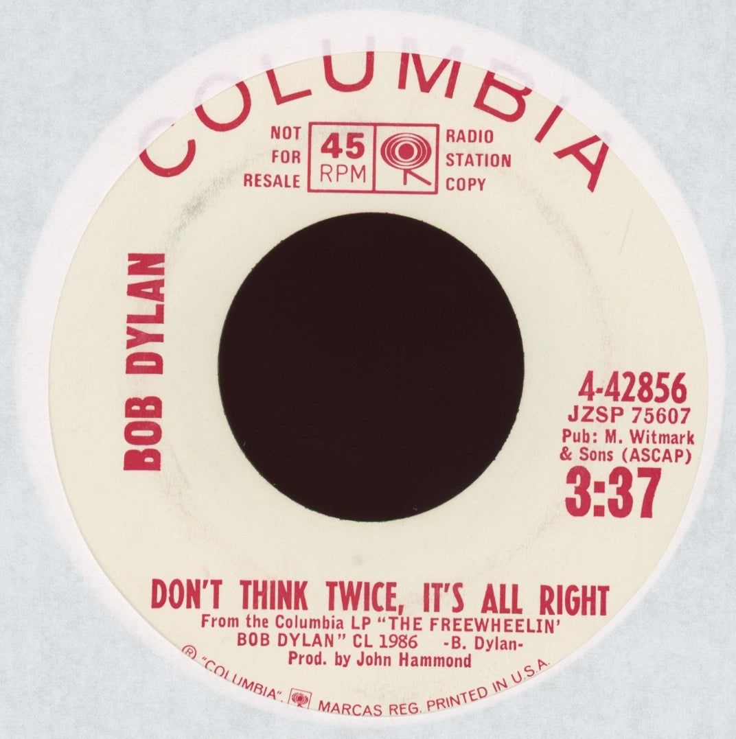 Bob Dylan - Blowin' In The Wind on Columbia Promo Rock 45