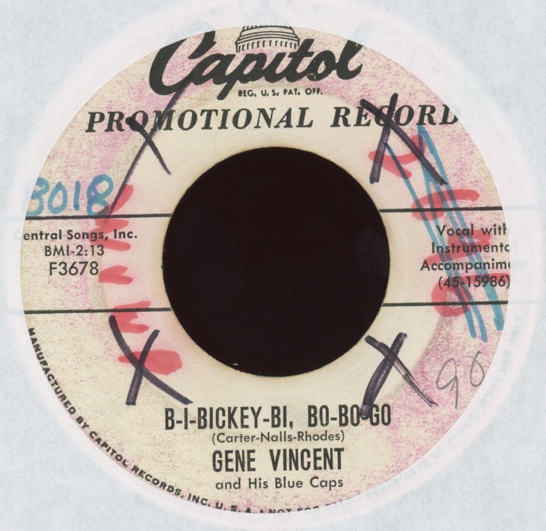 Gene Vincent & His Blue Caps - B-I-Bickey-Bi, Bo-Bo-Go on Capitol Promo Rockabilly 45